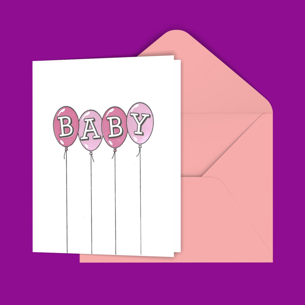 Baby Balloons (pink) Greeting Card