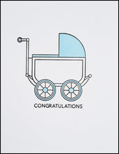 Load image into Gallery viewer, Congratulations Baby Carriage (Blue) Greeting Card