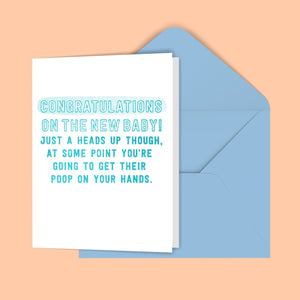 Congratulations On The New Baby Heads Up (blue) Greeting Card